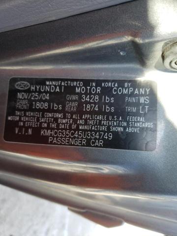 KMHCG35C45U334749 - 2005 HYUNDAI ACCENT GRAY photo 10