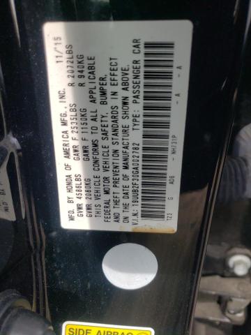 19UUB2F30GA002782 - 2016 ACURA TLX Czarny zdjęcie 10