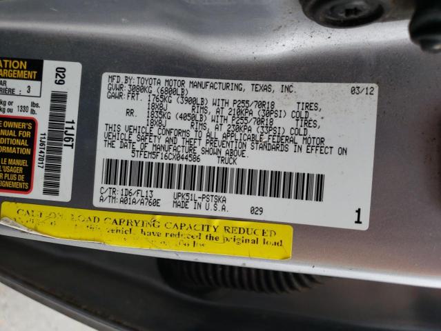 5TFEM5F16CX044586 - 2012 TOYOTA TUNDRA CRE SILVER photo 12