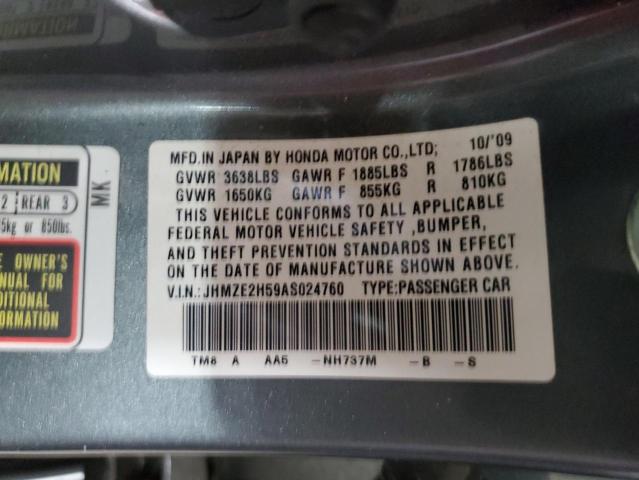 JHMZE2H59AS024760 - 2010 HONDA INSIGHT LX CHARCOAL photo 13