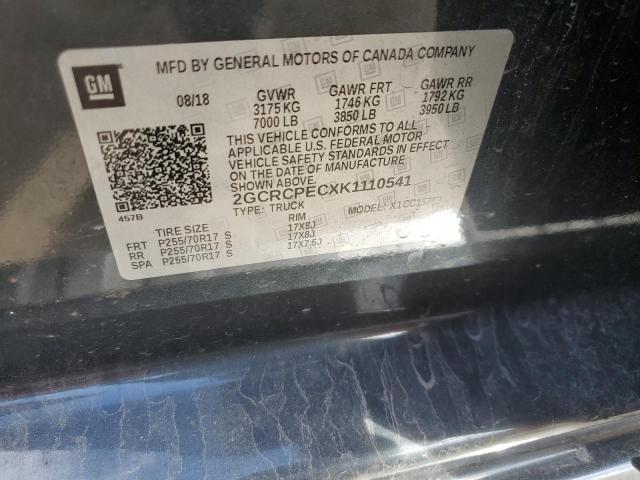 2GCRCPECXK1110541 - 2019 CHEVROLET SILVERADO GRAY photo 13