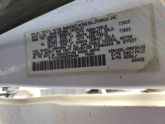 5TEGN92N62Z009494 - 2002 TOYOTA TACOMA DOU WHITE photo 12