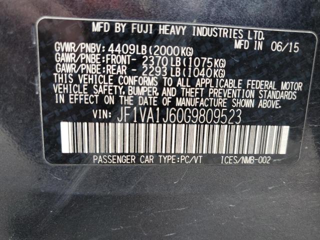 JF1VA1J60G9809523 - 2016 SUBARU WRX LIMITE GRAY photo 13