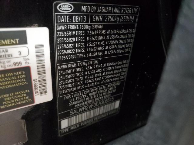 SALWR2VF0EA308515 - 2014 LAND ROVER RANGE ROVE BLACK photo 13
