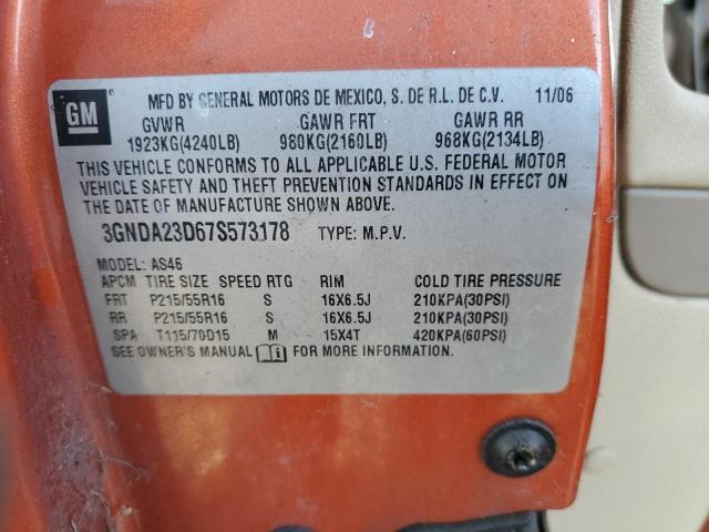 3GNDA23D67S573178 - 2007 CHEVROLET HHR LT ORANGE photo 13