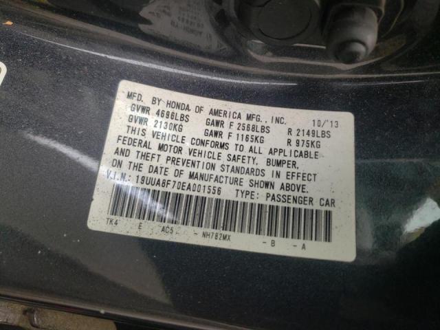 19UUA8F70EA001556 - 2014 ACURA TL ADVANCE CHARCOAL photo 10