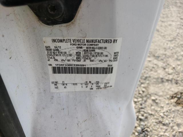 1FDRF3G66CEB93291 - 2012 FORD F350 SUPER WHITE photo 12