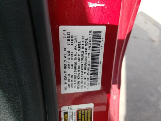 1HGCT1B34GA006679 - 2016 HONDA ACCORD LX- RED photo 12