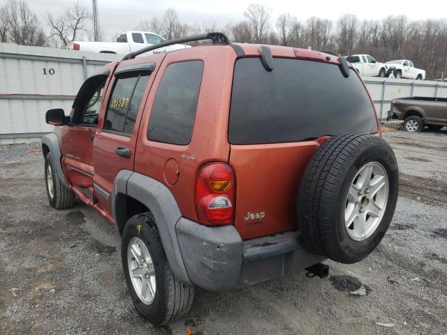 1J4GL48KX2W176843 - 2002 JEEP LIBERTY SP ORANGE photo 3