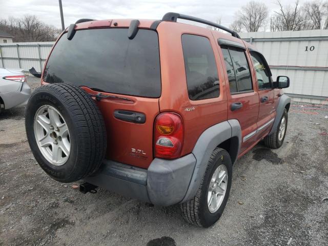 1J4GL48KX2W176843 - 2002 JEEP LIBERTY SP ORANGE photo 4