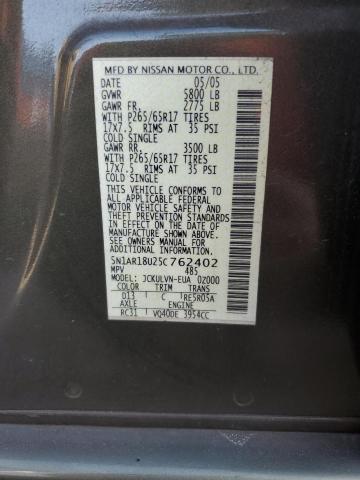 5N1AR18U25C762402 - 2005 NISSAN PATHFINDER მწვანე ფოტო 13