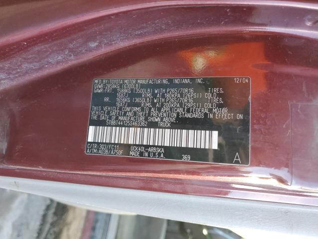 5TBBT44125S463362 - 2005 TOYOTA TUNDRA ACC MAROON photo 12