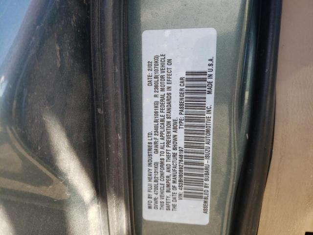 4S3BH806927646197 - 2002 SUBARU LEGACY OUT TWO TONE photo 12