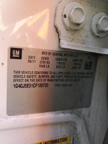 1G4GJ5E31CF108720 - 2012 BUICK LACROSSE T WHITE photo 12