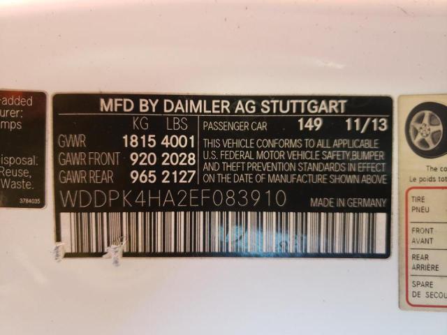 WDDPK4HA2EF083910 - 2014 MERCEDES-BENZ SLK 250 WHITE photo 12