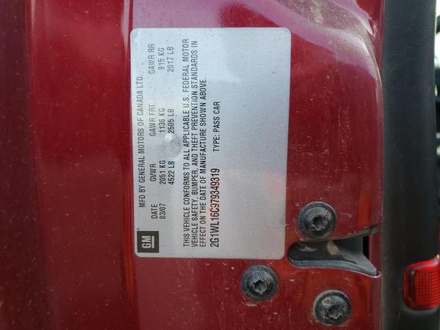 2G1WL16C979349319 - 2007 CHEVROLET MONTE CARL 红色 照片 12