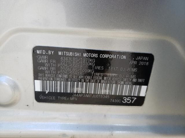 JA4AP3AW7JU015345 - 2018 MITSUBISHI OUTLANDER Gümüş foto 14