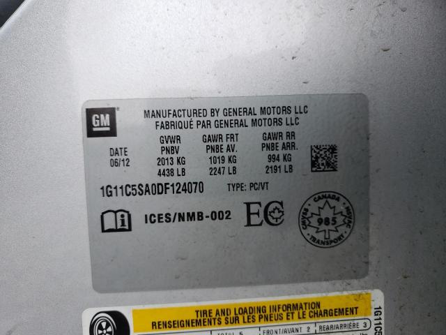 1G11C5SA0DF124070 - 2013 CHEVROLET MALIBU 1LT  照片 10