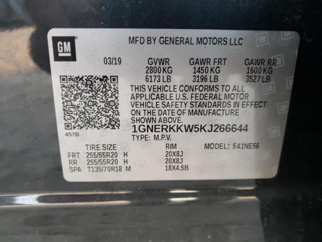 1GNERKKW5KJ266644 - 2019 CHEVROLET TRAVERSE CHARCOAL photo 14