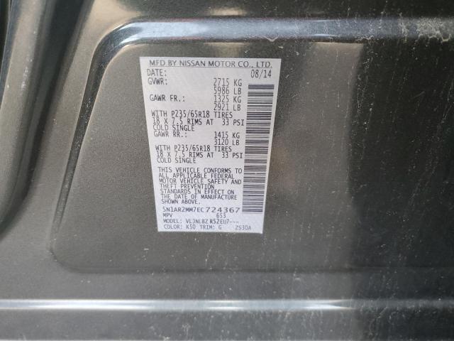 5N1AR2MM7EC724367 - 2014 NISSAN PATHFINDER GRAY photo 13