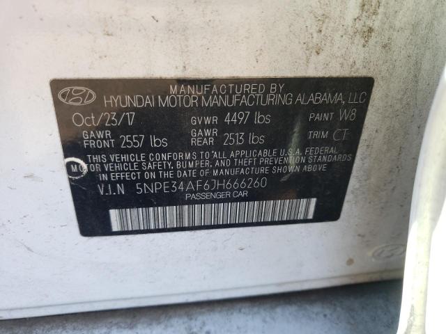 5NPE34AF6JH666260 - 2018 HYUNDAI SONATA SPO WHITE photo 12