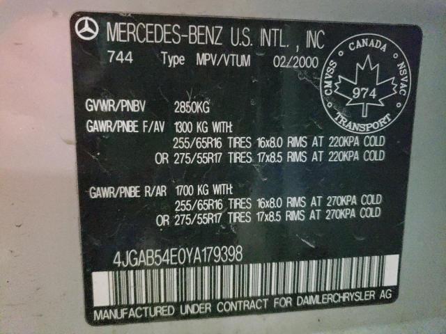 4JGAB54E0YA179398 - 2000 MERCEDES-BENZ ML 320 SILVER photo 13