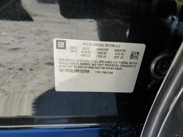 1G11F5SL2FF172794 - 2015 CHEVROLET MALIBU LTZ ვერცხლისფერი ფოტო 12