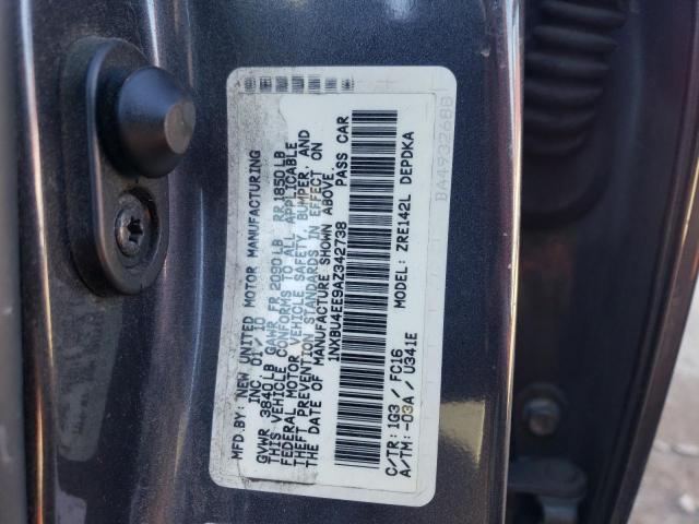 1NXBU4EE9AZ342738 - 2010 TOYOTA COROLLA BA GRAY photo 12