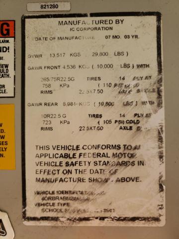 4DRBRABN24A964544 - 2004 IC CORPORATION 3000 YELLOW photo 10