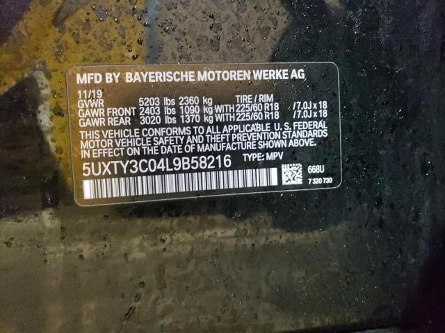 5UXTY3C04L9B58216 - 2020 BMW X3 SDRIVE3 BLACK photo 14