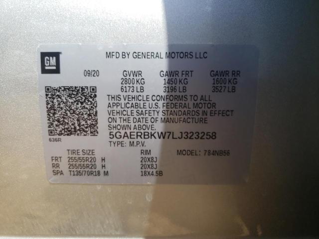 5GAERBKW7LJ323258 - 2020 BUICK ENCLAVE ES SILVER photo 10