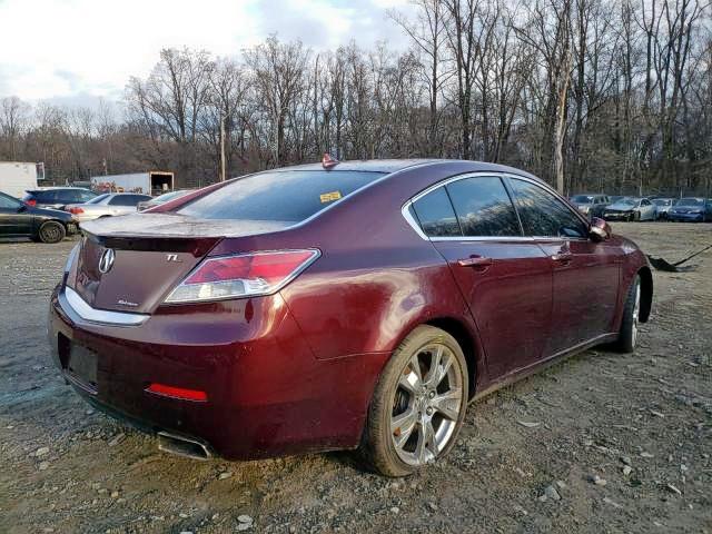 19UUA9F70DA003005 - 2013 ACURA TL ADVANCE BURGUNDY photo 4