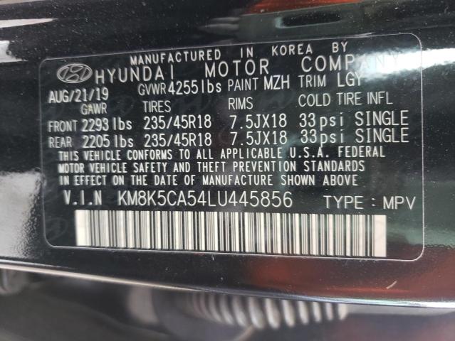 KM8K5CA54LU445856 - 2020 HYUNDAI KONA ULTIM BLACK photo 10