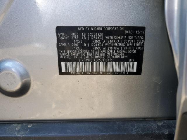 4S4BTAEC5L3160155 - 2020 SUBARU OUTBACK PR SILVER photo 14