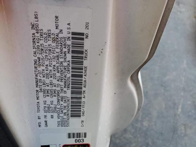 5TETX22N78Z491367 - 2008 TOYOTA TACOMA ACC თეთრი ფოტო 12