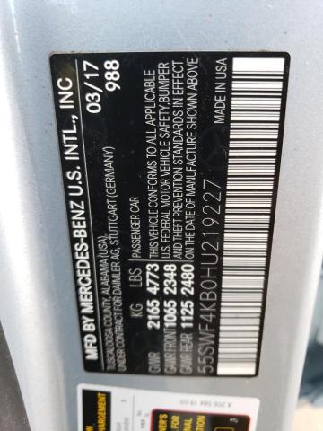 55SWF4KB0HU219227 - 2017 MERCEDES-BENZ C 300 4MAT SILVER photo 12