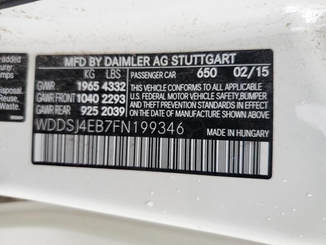 WDDSJ4EB7FN199346 - 2015 MERCEDES-BENZ CLA 250 WHITE photo 12