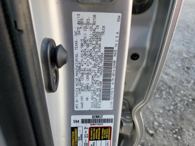 5TFJX4CN5DX031420 - 2013 TOYOTA TACOMA DOU 银色 照片 12