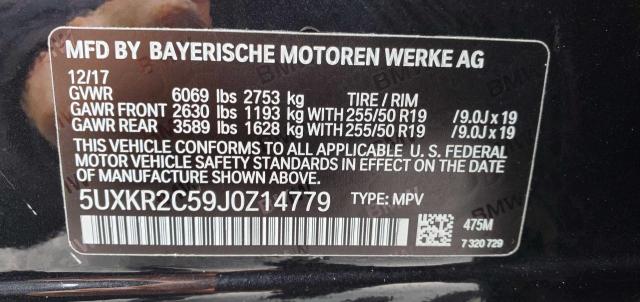 5UXKR2C59J0Z14779 - 2018 BMW X5 SDRIVE3 BLACK photo 10