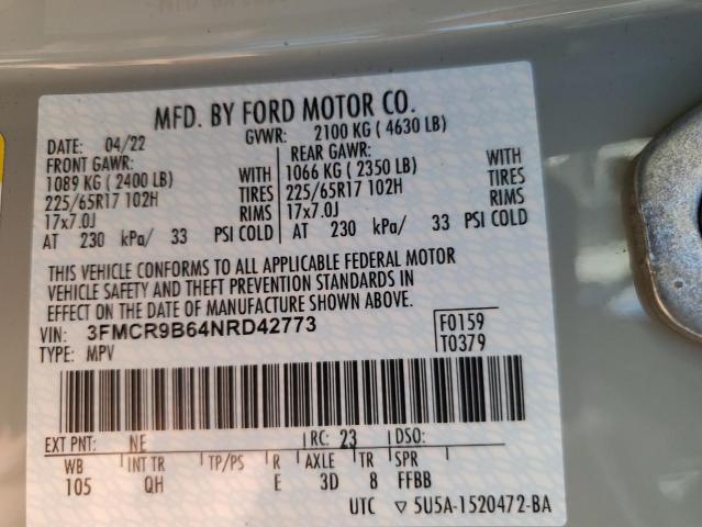 3FMCR9B64NRD42773 - 2022 FORD BRONCO SPO GRAY photo 14