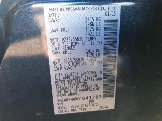 5N1AR2MM9FC641783 - 2015 NISSAN PATHFINDER ლურჯი ფოტო 12