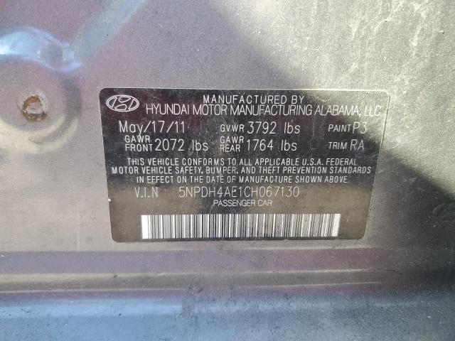 5NPDH4AE1CH067130 - 2012 HYUNDAI ELANTRA SILVER photo 12