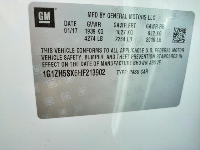 1G1ZH5SX6HF213902 - 2017 CHEVROLET MALIBU PRE თეთრი ფოტო 10