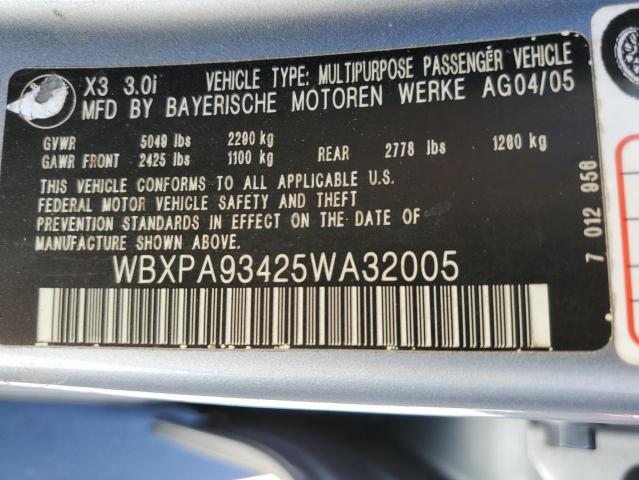 WBXPA93425WA32005 - 2005 BMW X3 BLUE photo 13