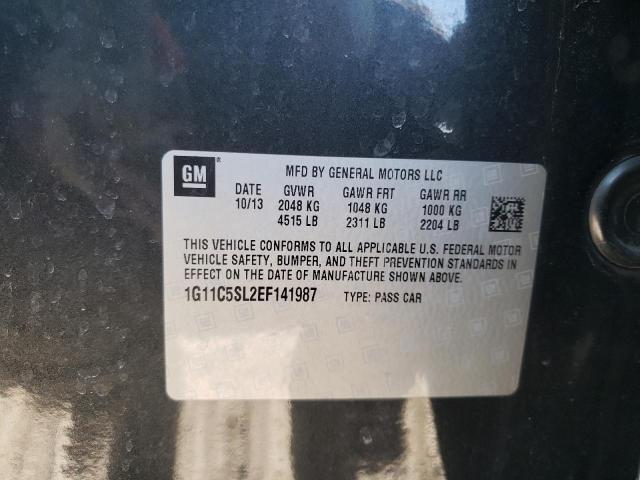 1G11C5SL2EF141987 - 2014 CHEVROLET MALIBU 1LT Сұр фото 12