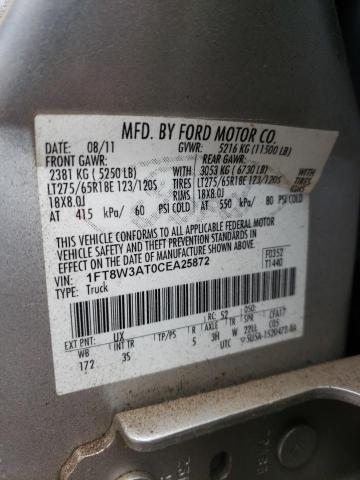 1FT8W3AT0CEA25872 - 2012 FORD F350 SUPER SILVER photo 12