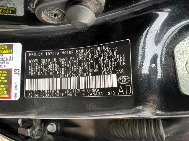 2T1BU4EE2DC090191 - 2013 TOYOTA COROLLA BA BLACK photo 10