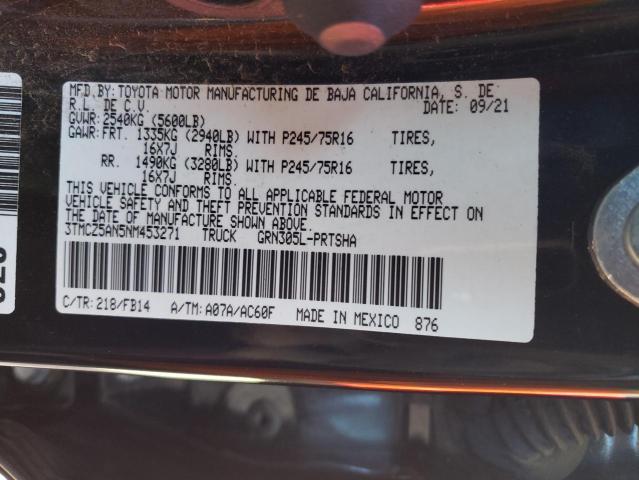 3TMCZ5AN5NM453271 - 2022 TOYOTA TACOMA DOU 黑色 照片 12