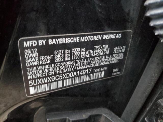 5UXWX9C5XD0A14917 - 2013 BMW X3 XDRIVE2 BLACK photo 13