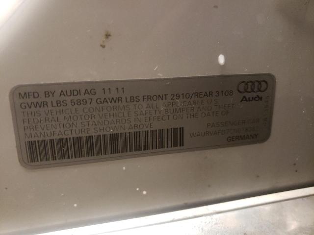 WAURVAFD7CN018282 - 2012 AUDI A8 L WHITE photo 10